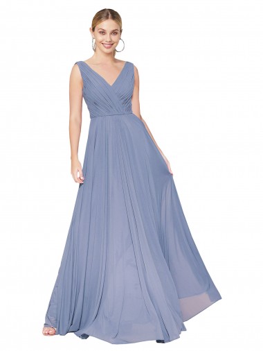 Wholesale Floor Length High Neck V-Back Chiffon Prom Dress UK