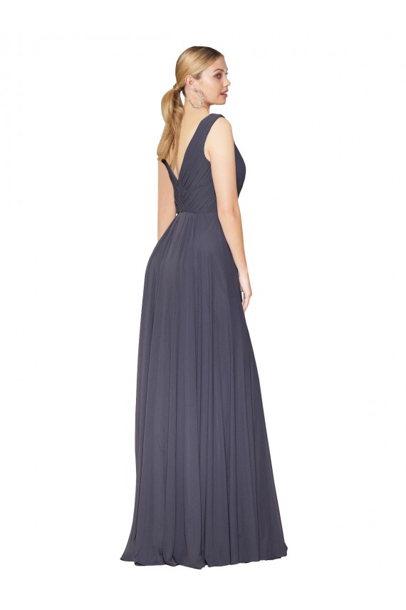 Wholesale Floor Length High Neck V-Back Chiffon Prom Dress UK