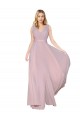 Wholesale Draped V-Neck Long Chiffon Prom Dress with Shirred Bodice UK