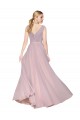 Wholesale Draped V-Neck Long Chiffon Prom Dress with Shirred Bodice UK