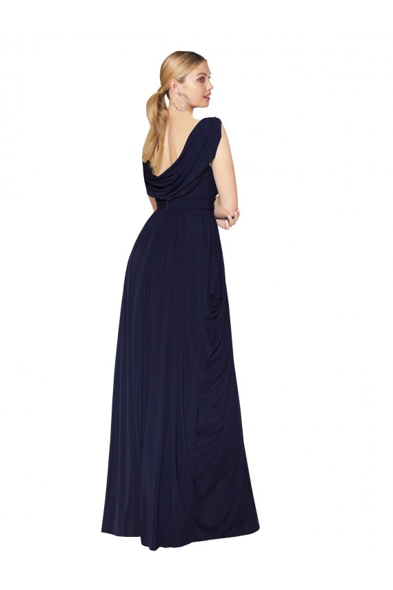 Wholesale Draped Long V-Neck Floor Length Chiffon Prom Dress UK