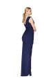 Wholesale Draped V-Neck Long Chiffon Prom Dress with Front Slit UK