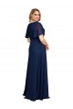 Wholesale Chiffon V-Neck Short Sleeves Long Prom Dress with High Slit UK