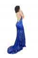 Wholesale High Neck Long Open Back Lace Prom Dress with Train UK