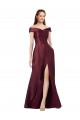 Wholesale Long Off the Shoulder Satin Prom Dress with Thigh-high Slit UK