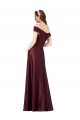 Wholesale Long Off the Shoulder Satin Prom Dress with Thigh-high Slit UK