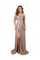 Wholesale Strapless Scoop Neck Off the Shoulder Long Sequin Prom Dress with High Slit UK