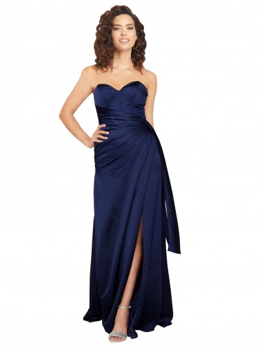 Wholesale Floor Length Wrap Skirt Silky Satin Prom Dress UK