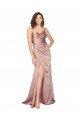 Wholesale Floor Length Silky Satin Prom Dress with Front Skirt Slit UK