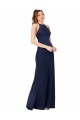 Wholesale High Neck Satin Prom Dress with Strappy Back UK