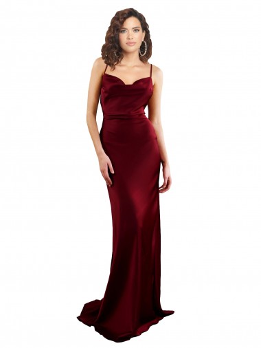 Wholesale Cowl Neck Long Criss Cross Open Back Silky Satin Prom Dress UK