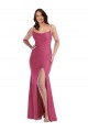 Wholesale Cowl-Neck Open Tie-Back Silky Satin Mermaid Prom Dress with Frong Slit UK