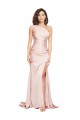 Wholesale Full Length One Shoulder Long Silky Satin Prom Dress with High Split UK