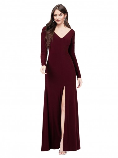 Wholesale Long Sleeves Spandex Prom Dress with Front Slit UK