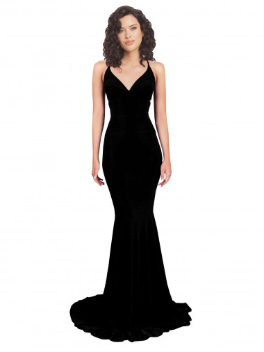 Wholesale Fishtail Shaped V-Neck Open Back Spandex Prom Dress UK