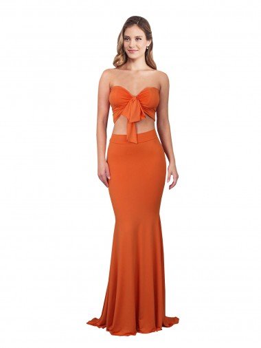 Wholesale Strapless Bandeau Bodice Long Spandex Prom Dress UK