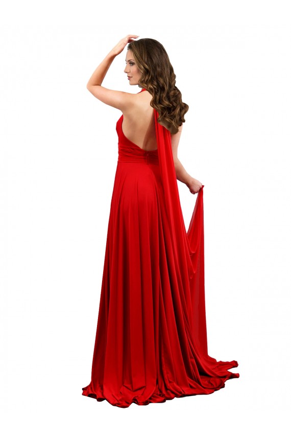 Wholesale High Slit A-Line Halter Long Spandex Prom Dress Open Back UK