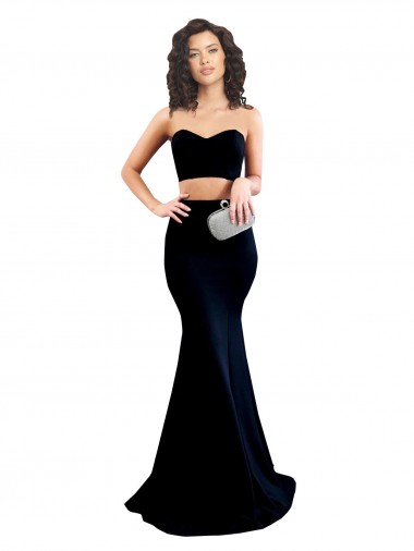 Wholesale Two Piece High Neck Crepe Prom Dress UK