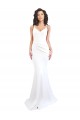 Wholesale Fishtail Shape Spaghetti Straps Open Back Crepe Prom Dress with Ruffles UK