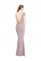 Wholesale Boat Neck Cap Sleeve Crepe Prom Dress with Plunging Tie Back UK