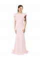 Wholesale Low V-Back Long Mermaid Crepe Prom Dress with Ruffled Sleeves UK