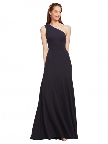 Wholesale Fit and Flare Crepe Prom Dress with One Shoulder UK