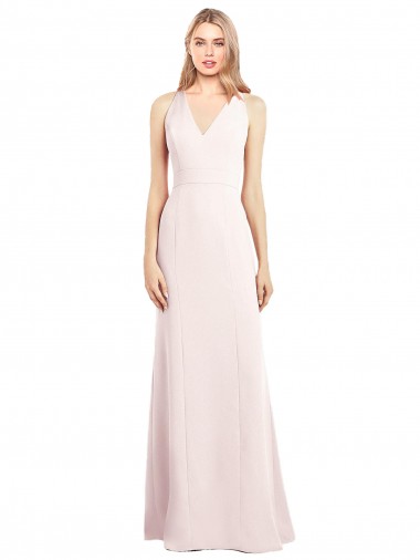 Wholesale V-Neck Keyhole Back Crepe Trumpet Prom Dress UK