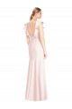 Wholesale Ruffle Cap Sleeves Open Back Trumpet Prom Dress UK