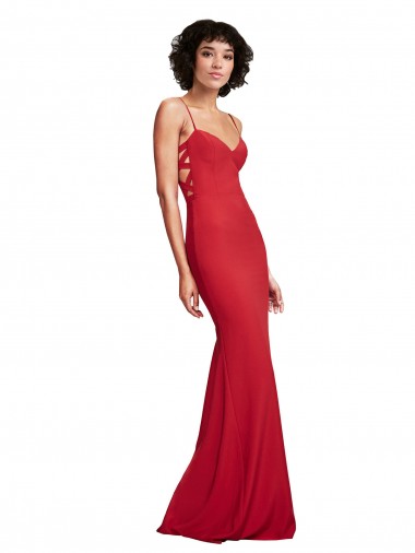 Wholesale Spaghetti Strap Slip Neckline Crepe Prom Dress UK