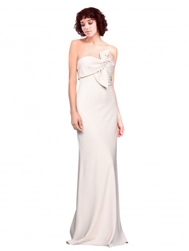 Wholesale Strapless Crepe Fitted Prom Dress with Twist Bow UK