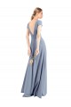 Wholesale Plunging V-Neck Cap Sleeves Stretch Crepe Prom Dress with Front Slit UK