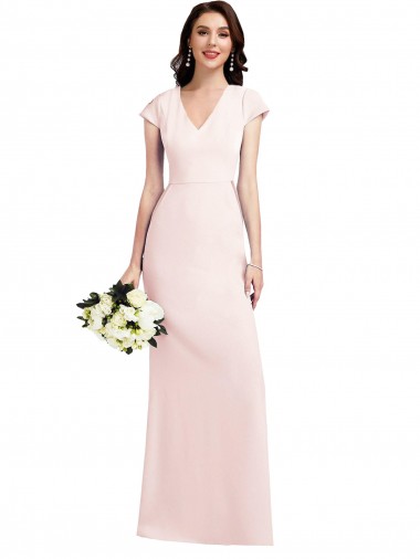 Wholesale Cap Sleeve A-Line Crepe Prom Dress with Pockets UK