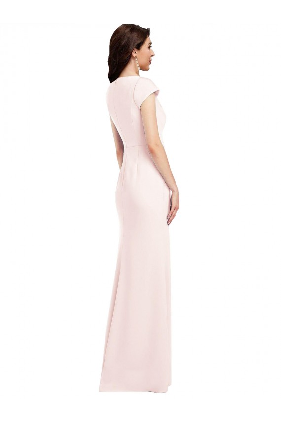 Wholesale Cap Sleeve A-Line Crepe Prom Dress with Pockets UK