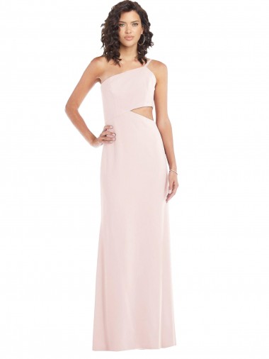 Wholesale Flirty One Shoulder Midriff Cutout Maxi Crepe Prom Dress UK