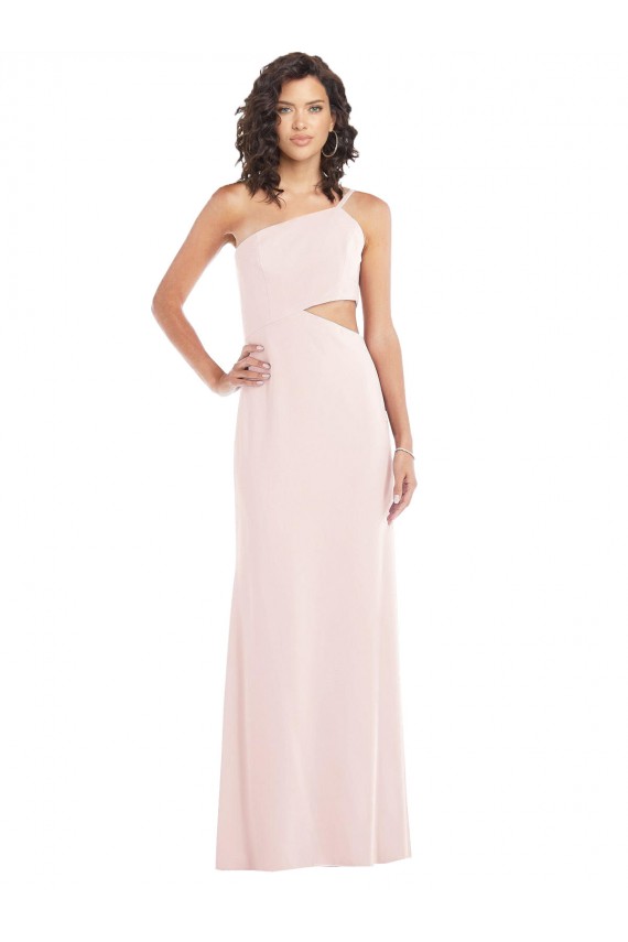 Wholesale Flirty One Shoulder Midriff Cutout Maxi Crepe Prom Dress UK