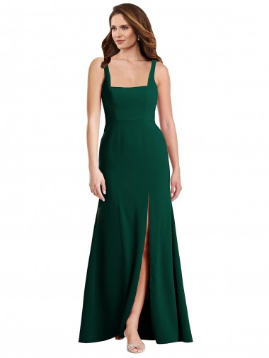 Wholesale Square Neck Trumpet Maxi Prom Dress with Front Slit UK