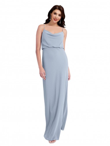 Wholesale Draped Cowl Neck Long Crepe Prom Dress with Spaghetti Straps UK