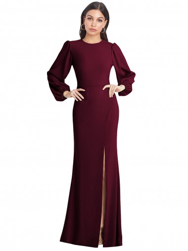 Wholesale Puff Sleeves Long Maxi Briddesmaid Dress with Cutout Tie Back UK