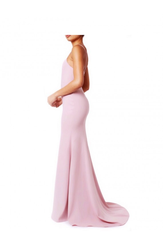 Wholesale Square Neck Criss Cross Open Back Slim Crepe Prom Dress with Spaghetti Straps UK