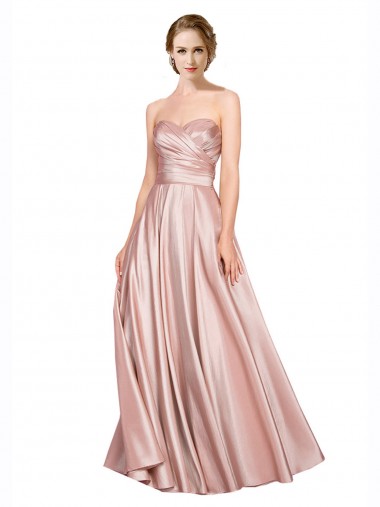 Wholesale Long Plated Strapless Sweetheat Stretch Satin Prom Dress UK