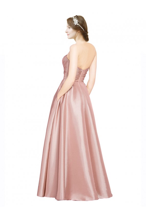 Wholesale Long Plated Strapless Sweetheat Stretch Satin Prom Dress UK