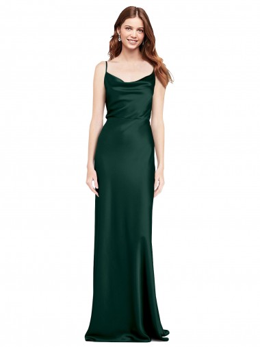 Wholesale Fitted Cowl Neck Long Stretch Satin Slip Prom Dress with V-Back UK