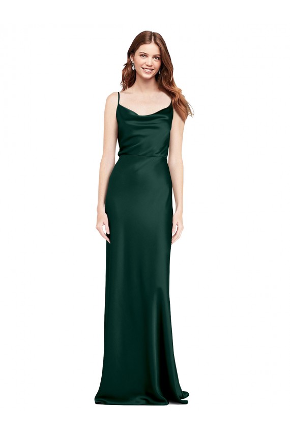 Wholesale Fitted Cowl Neck Long Stretch Satin Slip Prom Dress with V-Back UK