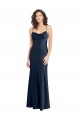 Wholesale Cowl Neck Long Empire Waist Stretch Satin Prom Dress with Open Back UK