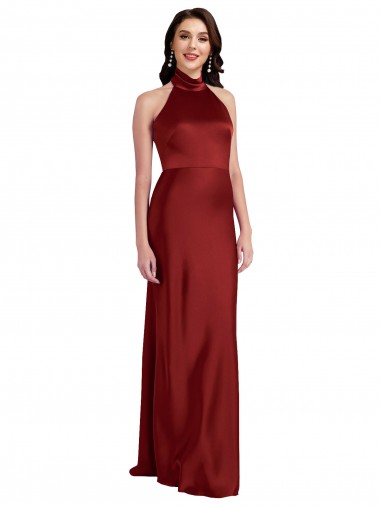 Wholesale Backless Halter Long Stretch Satin Prom Dress UK