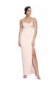 Wholesale Cowl Neck Strapless Stretch Satin Prom Dress with High Split UK