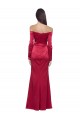 Wholesale Long Sleeves Off the Shoulder Stretch Satin Prom Dress with High Side Split UK