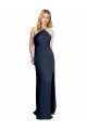 Wholesale Halter Neckline Long Stretch Satin Prom Dress with Strappy Back and Side Slit UK