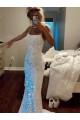 Wholesale Long Spaghetti Straps Sleeveless Sweep Train Velvet Sequin Prom Dress UK