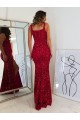 Wholesale Square Neck Sleeveless Long Velvet Sequin Prom Dress with Slit UK